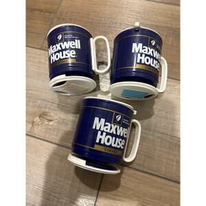 Vintage MAXWELL HOUSE & MASTER BLEND Coffee Plastic Travel Cups/Mugs (Lot of 3)